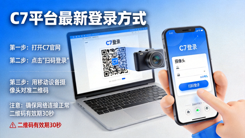 C7平台最新登录方式与注意事项配图 - 移动设备扫码登录C7官网的交互场景